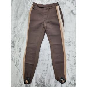 Vintage 60s Edelweiss Wool Brown Side Stripe Stirrup Ski Pants Size XS Winter